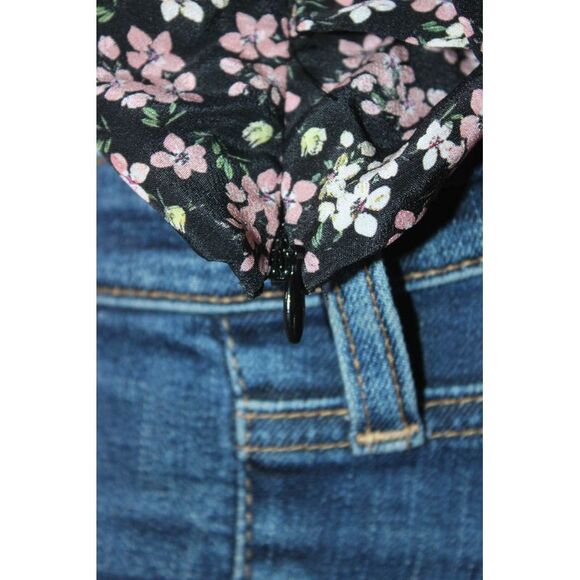 Intermix Womens Long Sleeve V Neck Floral Silk Top Black Pink Size Petite - Picture 4 of 6